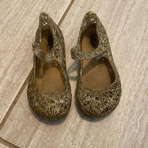 Mini Melissa gold and silver sparkly ballet flats
